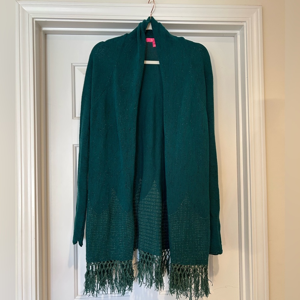 Lilly Pulitzer Tatum Cardigan in Spruce Green Metallic